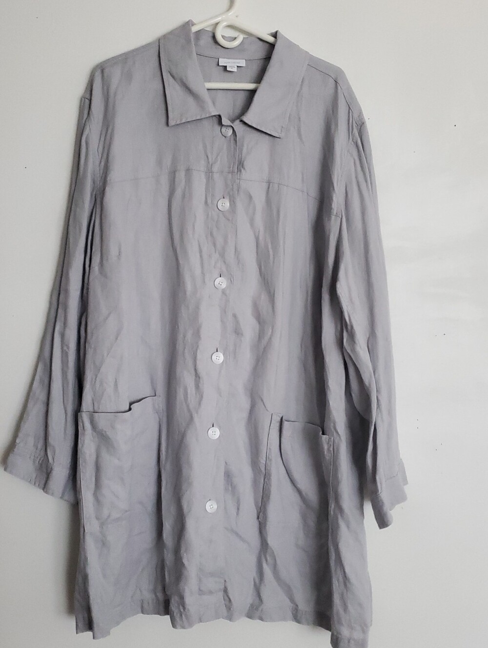 J Jill Love Linen Light Jacket Womens Size x4 Gray 100% Linen Blazer Casual